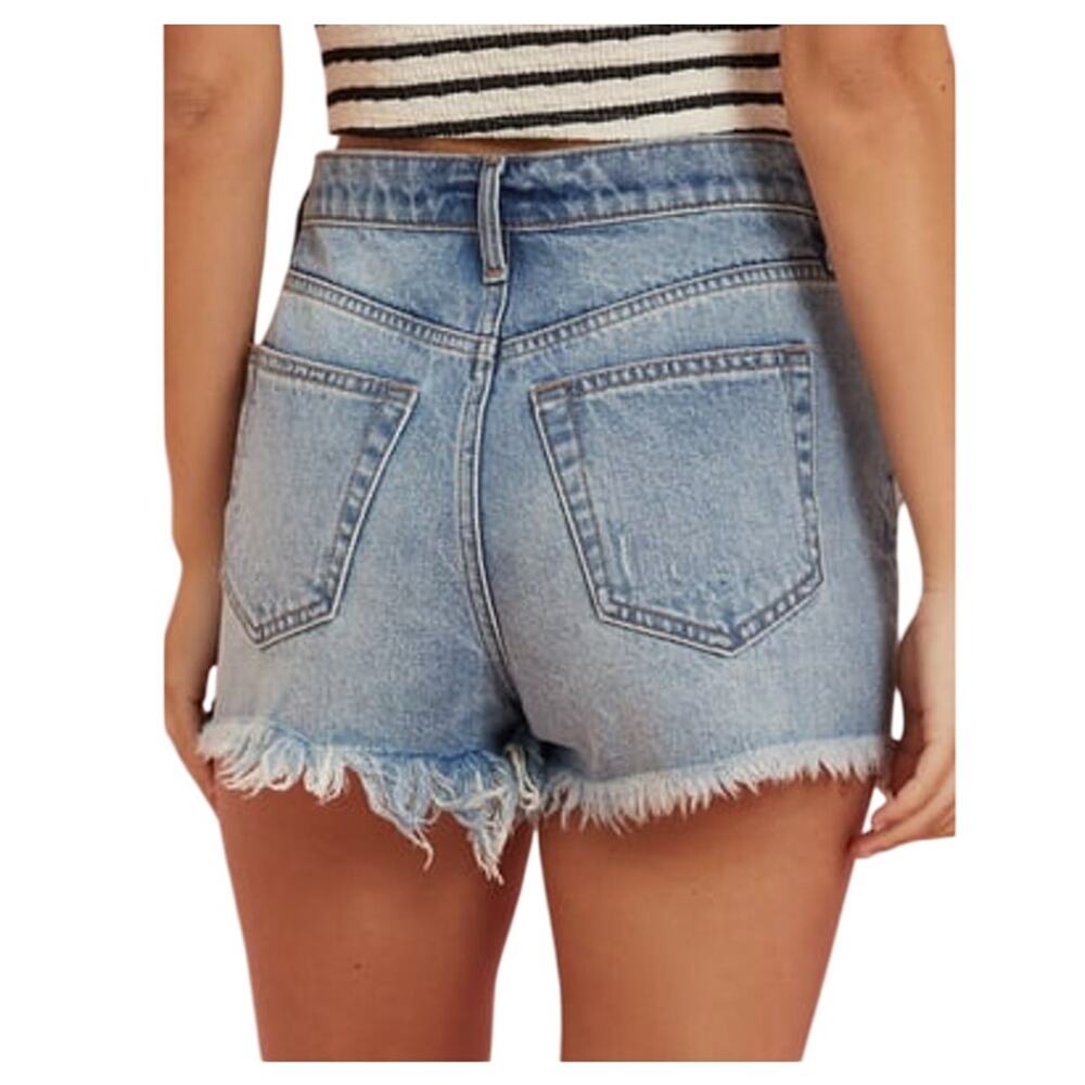 Altard State Y2K Jean Micro Shorts 7 Distressed Retro Boho Lace Raw Fringe Hem